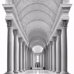 a black and white photo of a very large room