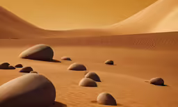 several large rocks are arranged in the desert