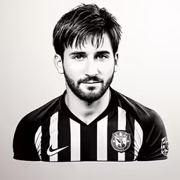a black and white photo of a soccer player