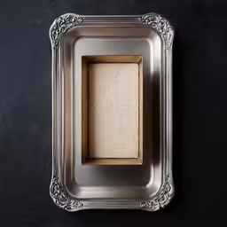 an empty square with a silver metal frame