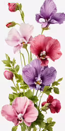 a bouquet of flowers are displayed in this picture,a colorful bunch of flowers on top of a table