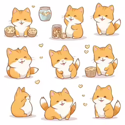 cat cartoon character poses by meme design