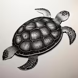 a drawing of a turtle is on a paper