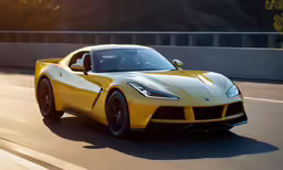 the yellow nissan sports car driving down the road