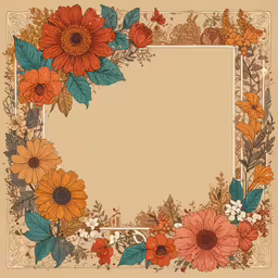 an old frame with flowers, leaves and leaves on it,a decorative flower design on the inside of a photo frame