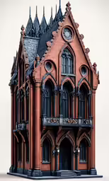 the model of the house has an intricate architectural design