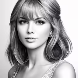 a woman with very short hair is wearing a dress