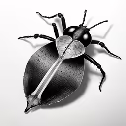 a black beetle on a white background