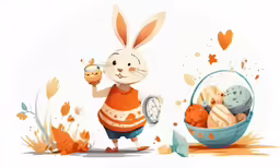 an animated image of a bunny holding a carrot in an egg