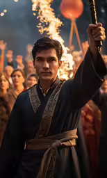 a man holding a torch in his hand