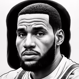an ink drawing of a basketball player