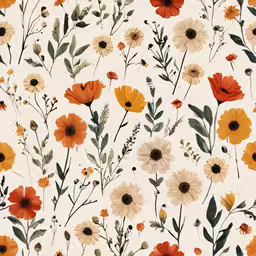 flowers and leaves on a white background
