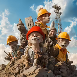 a group of people in costume on top of rocks