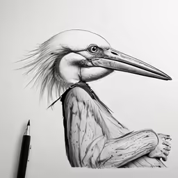 a drawing of a bird has been drawn with graphite