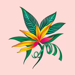 a drawing of a flower with leaves