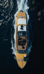 a small motorboat is moving through the water