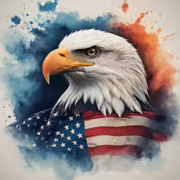 an american eagle with the flag painted on it
