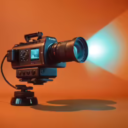 an open camera has its lens open and is shown