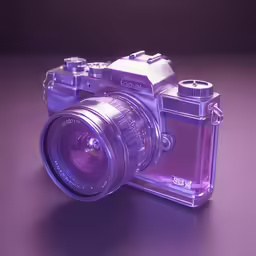 a close up of a camera on a purple background