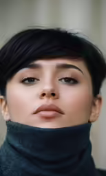 the woman has a black scarf around her neck