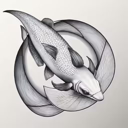 a fish in a circle on the ground