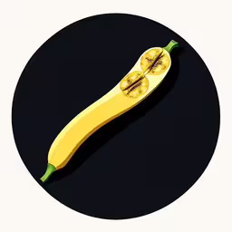 a banana with the end cut off is on a round surface