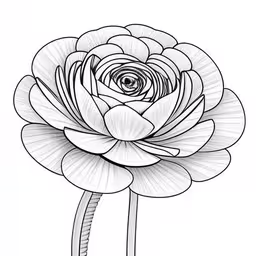 a flower with an open center, black and white drawing,the drawing of a flower with a heart in it,a large white flower drawing on paper with pen,a flower drawn in a line art style,flower with petals in the middle of it