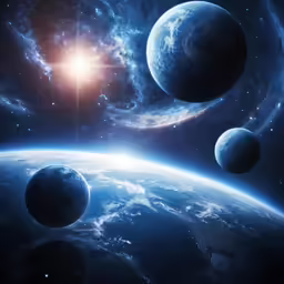 the earth is seen from space as if it were floating in the air
