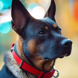 a dog that is wearing a red collar