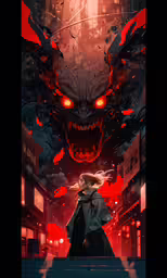 the artwork for attackman ii, featuring a giant demon