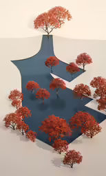 a colorful picture of two lines going together and trees on one side