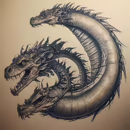 two large dinosaurs with large heads are depicted in this drawing