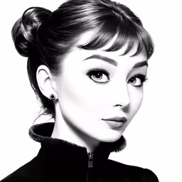 black and white photograph of a young woman with hair in an updo