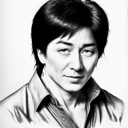 a black and white photo of a person with a messy hair