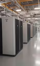 the row of servers in a large room