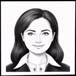 a black and white drawing of a woman