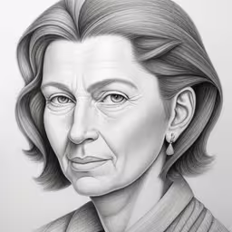 an old drawing of an older woman wearing a sweater,a pencil drawing of a woman in glasses,a pencil drawing of a woman in grey sweater,the portrait of a woman with grey hair,a drawing of a woman with grey hair and bangs
