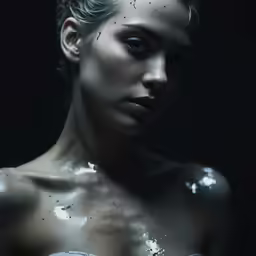 a young lady in a wet body is posing for the camera