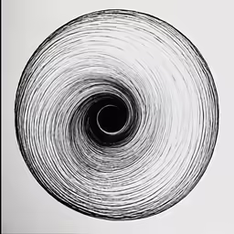 an abstract circular shape with some sort of black paint