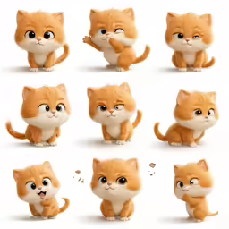 a group of different poses of a cat
