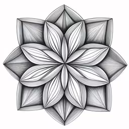 an intricate flower made out of many different shapes,a flower design made from pencil on paper