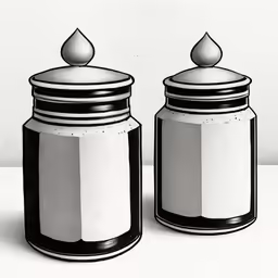 two jars, one has a drop top on the front and one has a tear on the outside