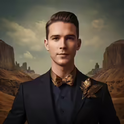 a man in a suit with a flower on his lapel