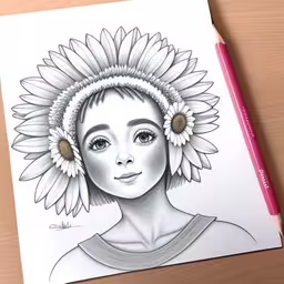 a pencil drawing of a woman