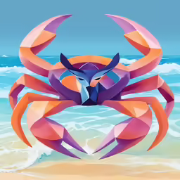 the crab is made from geometrics on the beach