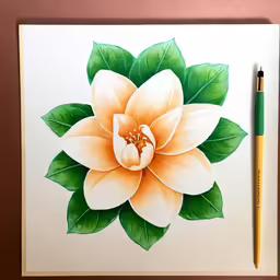 a drawing of a flower with a pencil
