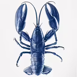 a large blue lobster on a white background