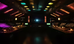 a lit room has multiple lights on it