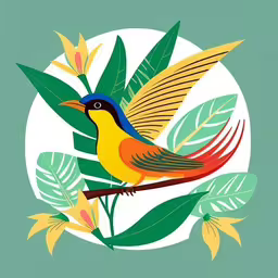 colorful bird sitting on a branch of a plant