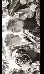 two girls in black and white with sun shining on them